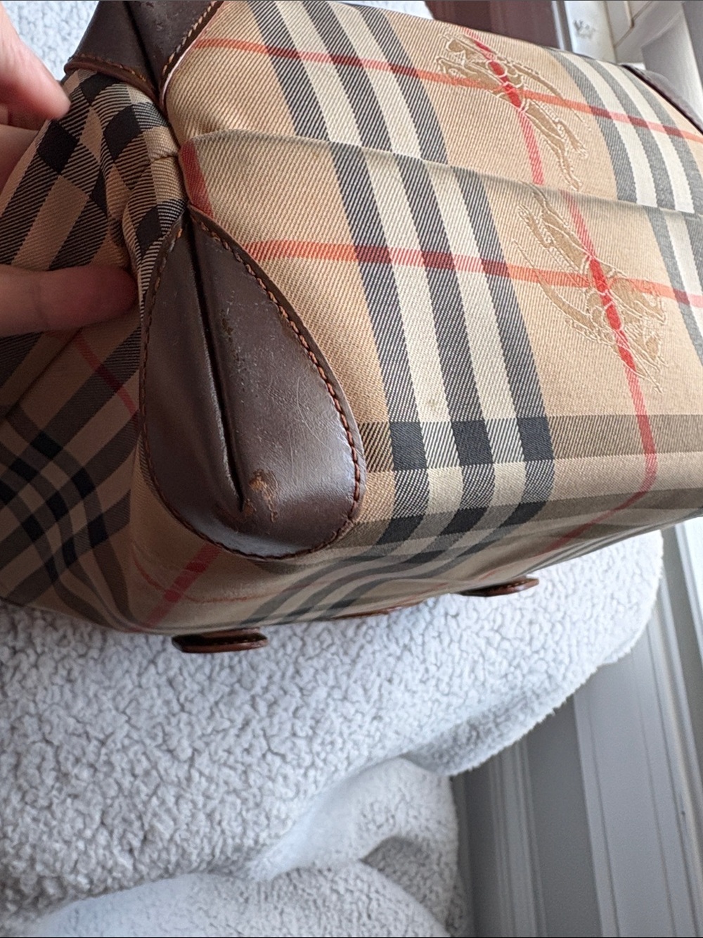 Authentic Vintage Burberrys Nova Check Small Handbag Brown Leather - Picture 5 of 17